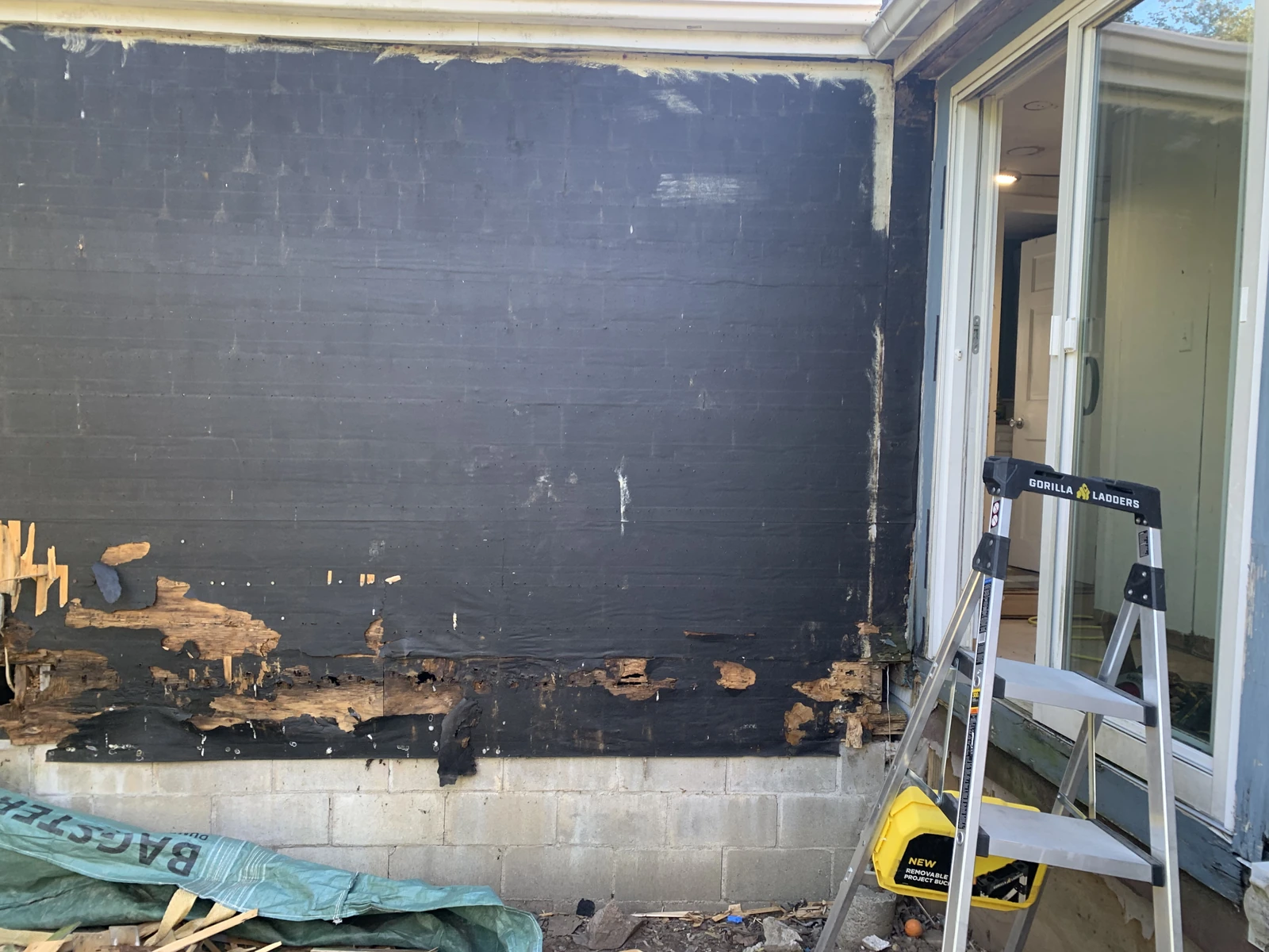 Rear deck of Ag na Farraige during renovation.