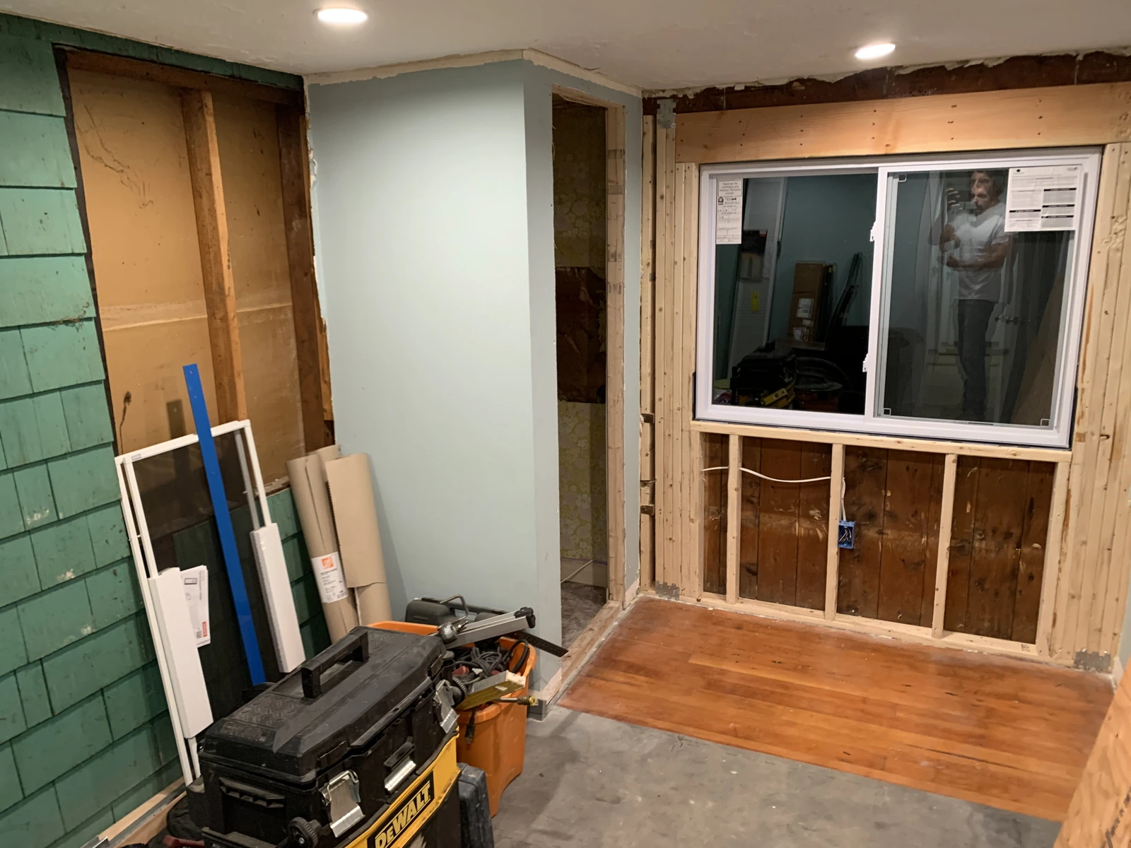 Bedroom of Ag na Farraige during renovation.