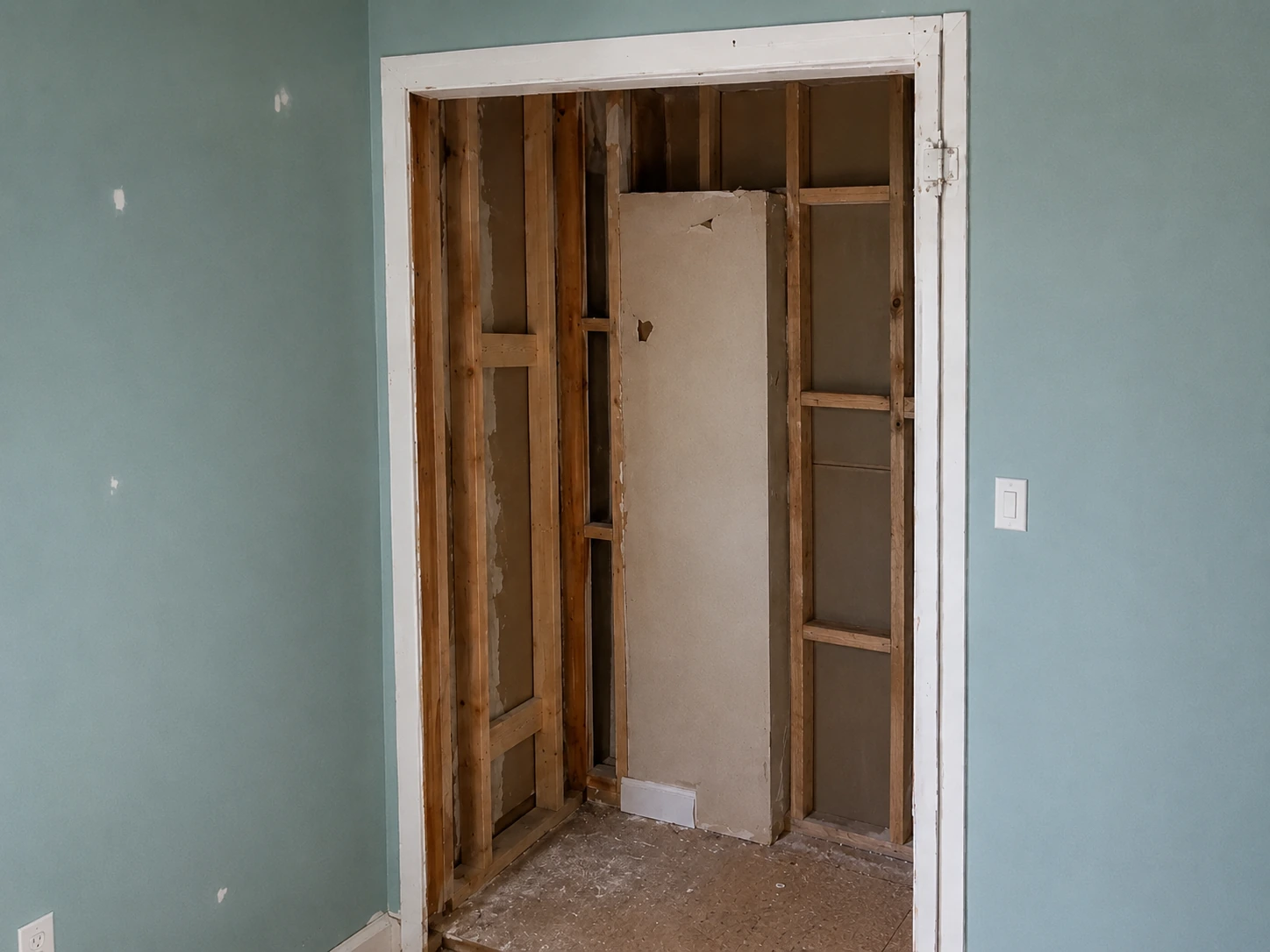 Closet area of Ag na Farraige during renovation.