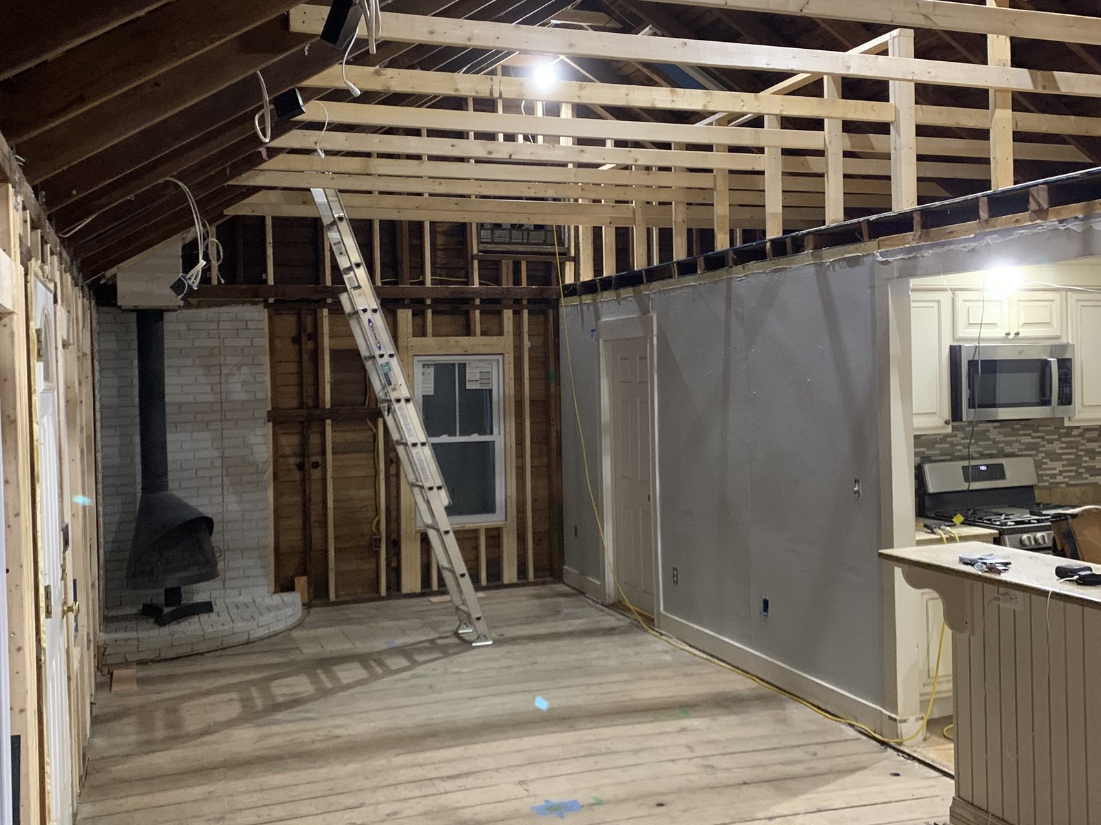Reconstruction work in progress on the main living area of Ag na Farraige.